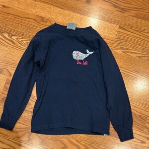 Navy Blue Kids Shirt with Whale Design Sea Isle